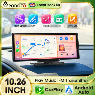Podofo Wireless CarPlay & Android Auto Car Display