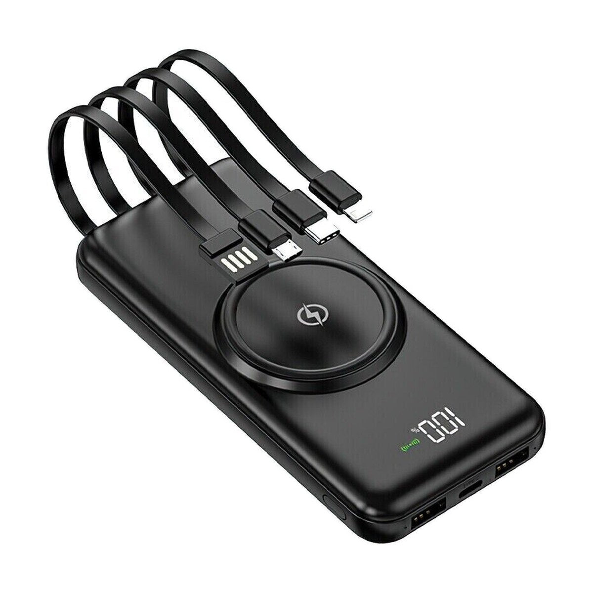 20000mAh power bank with four built-in charging cables